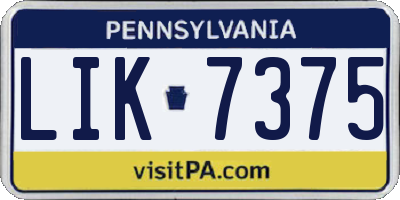 PA license plate LIK7375