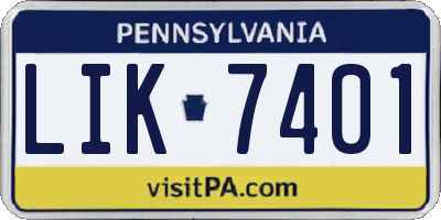 PA license plate LIK7401