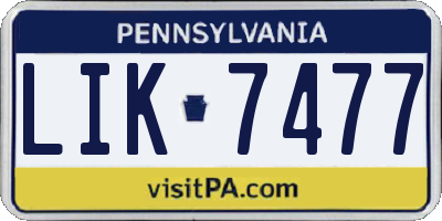 PA license plate LIK7477