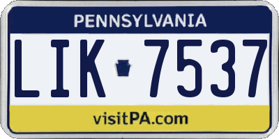 PA license plate LIK7537
