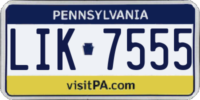 PA license plate LIK7555