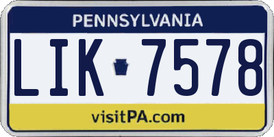 PA license plate LIK7578
