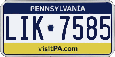 PA license plate LIK7585