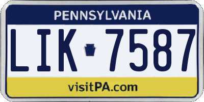 PA license plate LIK7587