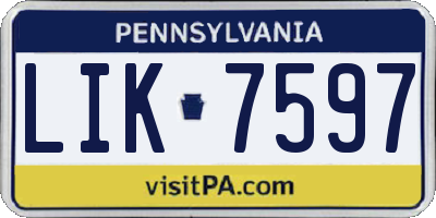 PA license plate LIK7597