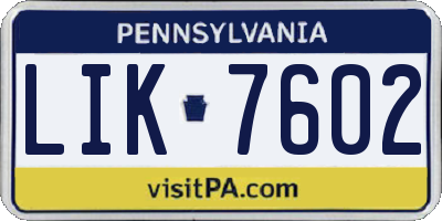 PA license plate LIK7602