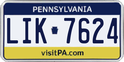 PA license plate LIK7624