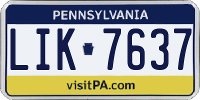 PA license plate LIK7637