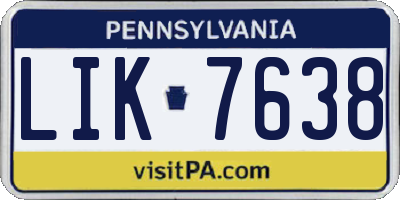 PA license plate LIK7638