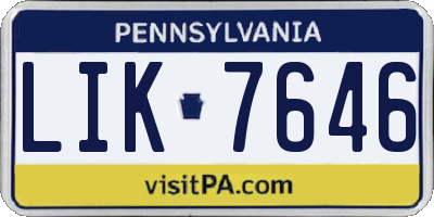PA license plate LIK7646