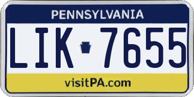 PA license plate LIK7655