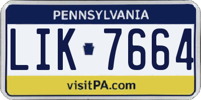 PA license plate LIK7664
