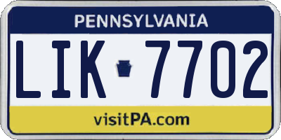 PA license plate LIK7702