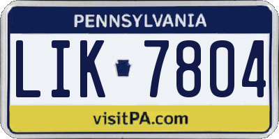 PA license plate LIK7804