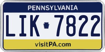 PA license plate LIK7822