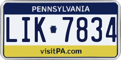 PA license plate LIK7834