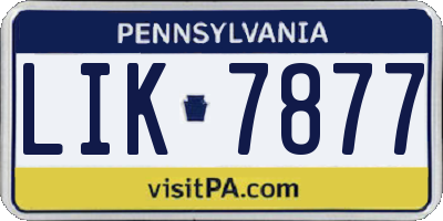 PA license plate LIK7877