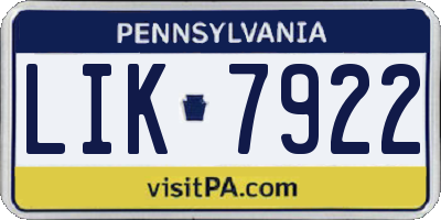 PA license plate LIK7922