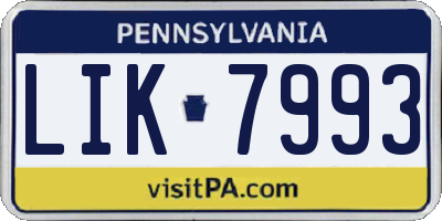 PA license plate LIK7993