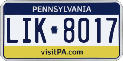 PA license plate LIK8017