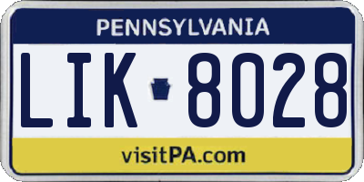 PA license plate LIK8028