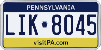 PA license plate LIK8045