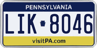 PA license plate LIK8046
