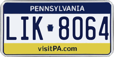 PA license plate LIK8064