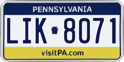 PA license plate LIK8071