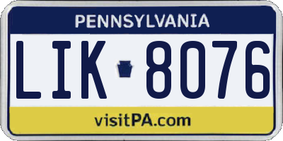 PA license plate LIK8076