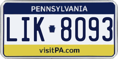 PA license plate LIK8093