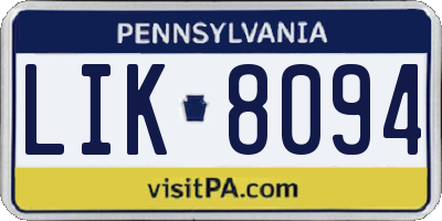 PA license plate LIK8094