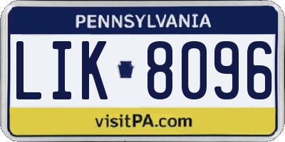 PA license plate LIK8096