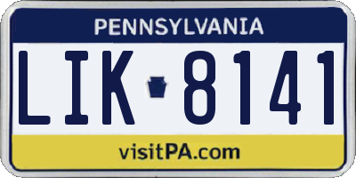 PA license plate LIK8141