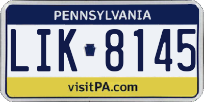 PA license plate LIK8145