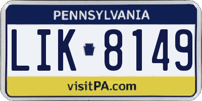 PA license plate LIK8149