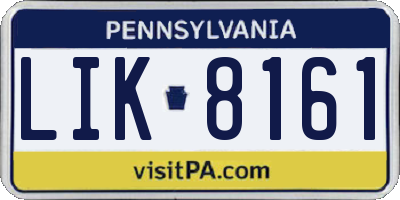 PA license plate LIK8161