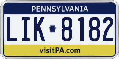 PA license plate LIK8182