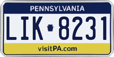 PA license plate LIK8231