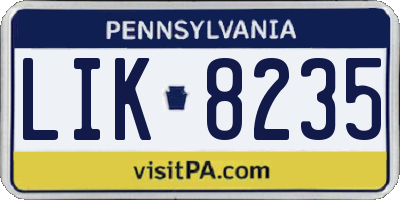 PA license plate LIK8235