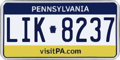 PA license plate LIK8237