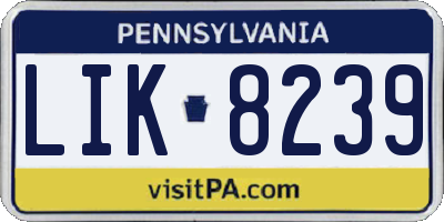PA license plate LIK8239