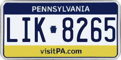 PA license plate LIK8265
