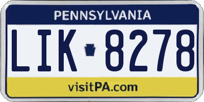 PA license plate LIK8278