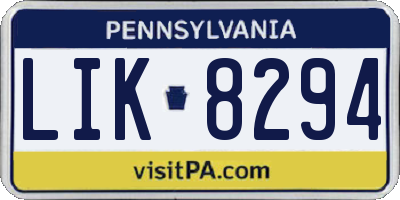 PA license plate LIK8294