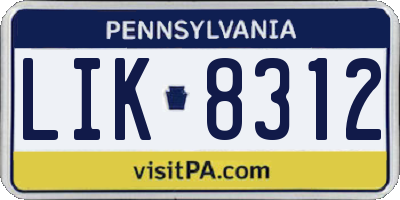 PA license plate LIK8312