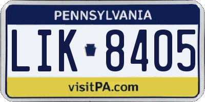 PA license plate LIK8405