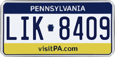 PA license plate LIK8409