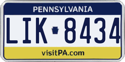 PA license plate LIK8434