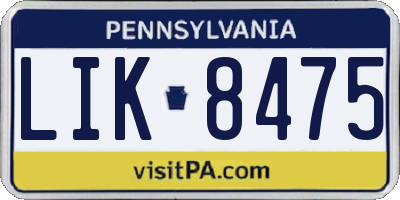 PA license plate LIK8475